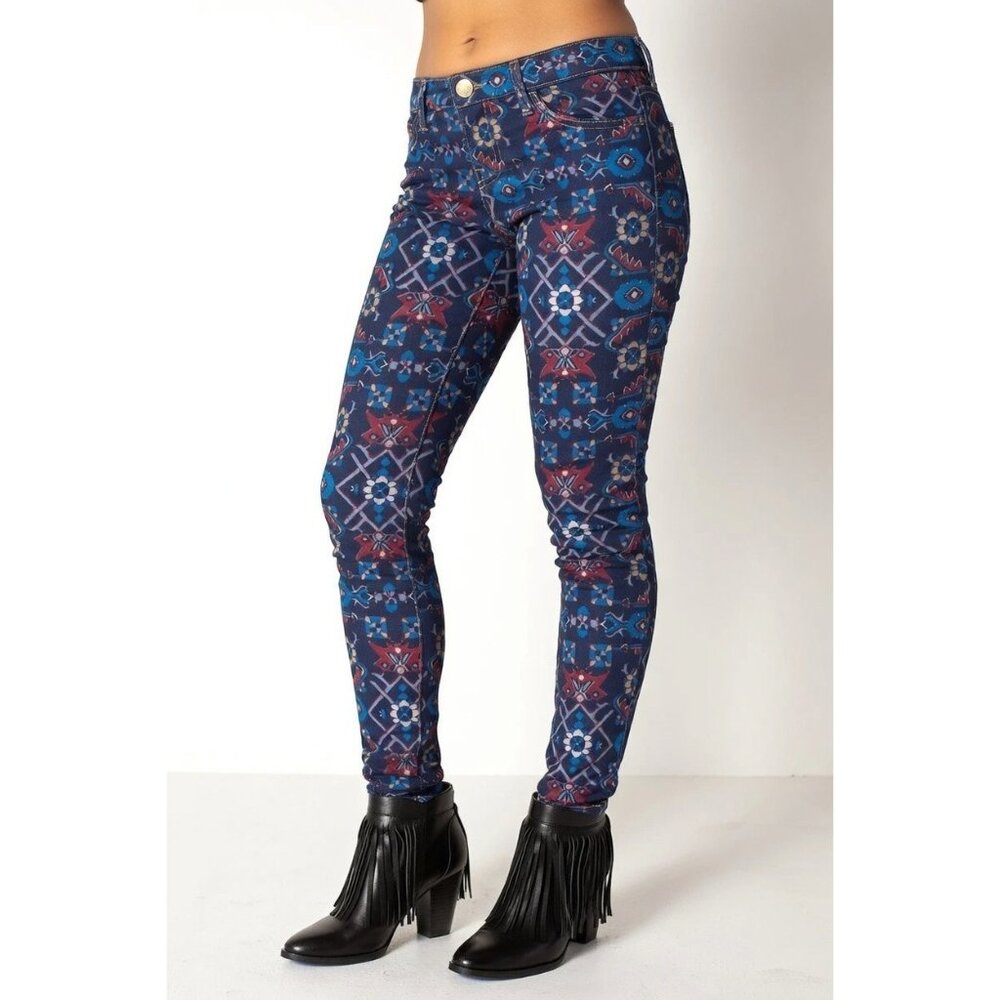 NWT Current/Elliott the Ankle Skinny in Midnight Tapestry Print Stretch Jeans 24